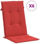 vidaXL Tuinstoelkussens 6 st 120x50x3 cm rood