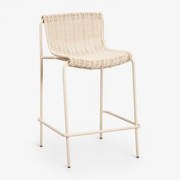 Hoog Tuinkruk Van Synthetisch Riet En Staal Revia Tapioca Beige & ↑65 Cm - Sklum