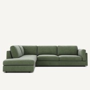 Omvormbare bank met hoek en longchair, fluweel, CÉSAR