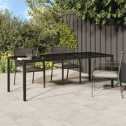 vidaXL Tuintafel 250x100x75 cm gehard glas en poly rattan bruin