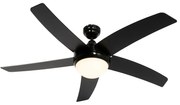 Smart plafondventilator zwart met hout print 132cm incl. LED dimbaar met afstandsbediening - Cool