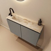 Mondiaz Ture DLux toiletmeubel 80cm smoke met wastafel frappe links met kraangat