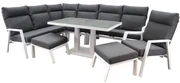 Pacific hoek dining loungeset 8 delig aluminium verstelbaar wit