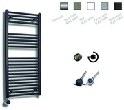 Sanicare Elektrische Design Radiator - 111.8 x 60 cm - 730 Watt - thermostaat chroom linksonder - mat zwart HRLEC 601118/A