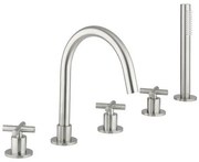 Crosswater MPRO Crosshead badrandkraan 5 gats met handdouche RVS geborsteld PRC450DV