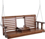 VEVOR Cederhouten veranda schommel, 1523 x 710 x 600 mm, terrasschommel voor tuin en terras, verbeterd draagvermogen van ca. 400 kg, robuuste schommelstoelbank met ophangkettingen voor buitengebruik, bruin