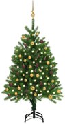 vidaXL Kunstkerstboom met LED's en kerstballen 120 cm groen