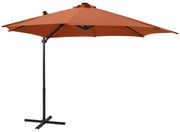 vidaXL Zweefparasol met paal en LED-verlichting 300 cm terracottakleur