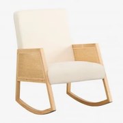 Tivisa Schommelstoel Van Rotan En Schapenvacht Chenille White - Sklum