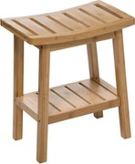 5Five Douche- of Bijzetkrukje - L40 x B25 x H46 cm - Bamboe Hout - Lichtbruin - 80KG maximale belasting