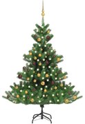 vidaXL Kunstkerstboom Nordmann met LED's en kerstballen 150 cm groen