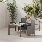 vidaXL 3-delige Tuinset met kussens poly rattan grijs