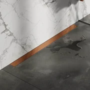 Brauer Douchegoot - 100x7.5cm - muurflens - tegelinlegrooster omkeerbaar - RVS - geborsteld koper DR-MRFW100GK