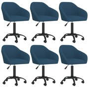 vidaXL Eetkamerstoelen draaibaar 6 st fluweel blauw