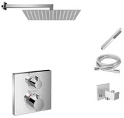 Hansgrohe Ecostat Square inbouw douchekraan met Mueller Cube 30cm douchekop en wandarm regendouche chroom