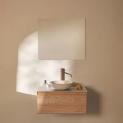 Tedrik Zwevend Badkamermeubelset Van Essenhout Ash Brown & Rond Cement Wit Ø40 Cm Zavion & Rechthoekige Led En Anticondens 80x70 Cm Riben & - Sklum