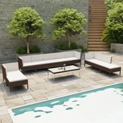 vidaXL 10-delige Loungeset met kussens poly rattan bruin