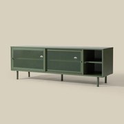 Groen Tv-meubel Metaal Met Schuifdeuren - 160x45x55cm.