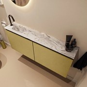 Mondiaz Ture DLux toiletmeubel 120cm oro met wastafel glace links met kraangat