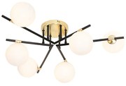 Plafondlamp zwart met goud en opaal glas 6-lichts - Lynn Art Deco G9 rond Binnenverlichting Lamp