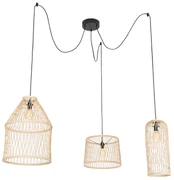 Landelijke buiten hanglamp rotan 3-lichts - Calamus Landelijk E27 IP44 Buitenverlichting rond