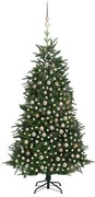 vidaXL Kunstkerstboom met LED's en kerstballen 210 cm PVC en PE groen