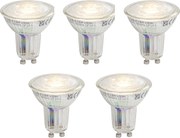 Set van 5 GU10 50 dimbare LED lampen 3.9W 450 lm 3000K longlife