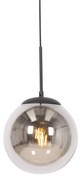 Art Deco hanglamp zwart met smoke glas - Flore