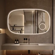 Saniclear Shave Deens ovale spiegel 120x70cm met verlichting, verwarming en vergrootglas