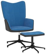 vidaXL Relaxstoel met voetenbank fluweel en PVC blauw