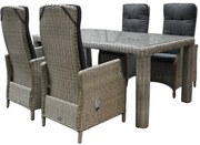 Empoli Bergamo dining tuinset 180x100xH76 cm 5-delig verstelbaar grijs