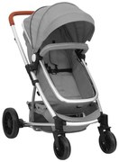 vidaXL Kinderwagen 2-in-1 aluminium lichtgrijs