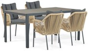 Tuinset 4 personen 160 cm Aluminium/Rope Taupe De Laan Projects