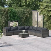 vidaXL 8-delige Loungeset met kussens poly rattan grijs