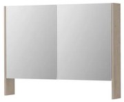 INK SPK3 Spiegelkast - 100x14x74cm - 2 deuren - dubbelzijdige Spiegel - open planchet - schakelaar en stopcontact - MFC Ivoor eiken 1110230