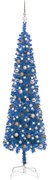 vidaXL Kerstboom met LED's en kerstballen smal 240 cm blauw