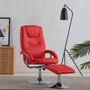 vidaXL Fauteuil verstelbaar met voetenbankje kunstleer rood