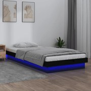 vidaXL Bedframe LED massief hout zwart 100x200 cm