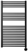 Sanicare elektrische design radiator 60x112cm zwart met thermostaat rechts chroom