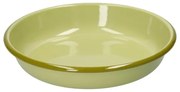 Diep bord, emaille, lichtgroen met olijfgroen randje,Ø22 CM