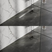 Brauer Douchegoot - 80x7x6.7cm - ondiepe vloerflens - tegelinlegrooster omkeerbaar- zijuitloop - RVS DR-MRF80NG