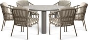 Tuinset Ronde Tuintafel 6 personen 150 cm Rope Taupe  Santika Furniture Santika