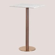 Hoog Bartafel Vierkant 60x60 Cm In Malibu Terrazzo Wit & Roségoud - Sklum