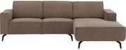 Goossens Hoekbank Hercules bruin, microvezel, 2-zits, modern design met chaise longue rechts