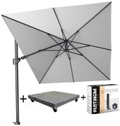 Challenger T2 zweefparasol 350x260 cm lichtgrijs met parasolvoet 90 kg en hoes