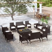 vidaXL 16-delige Loungeset met kussens poly rattan zwart