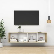 vidaXL Tv-wandmeubel 37x37x142,5 cm spaanplaat sonoma eikenkleurig wit