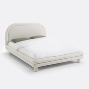 Bed met lattenbodem, bouclette stof, Mendosa