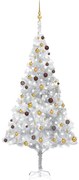 vidaXL Kunstkerstboom met LED's en kerstballen 240 cm PET zilverkleurig