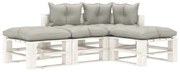 vidaXL 4-delige Loungeset met taupe kussens pallet hout